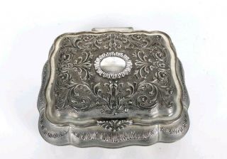 VTG Godinger Silver Plated Red Velvet Lined Hinged Victorian Style Jewelry Box 3
