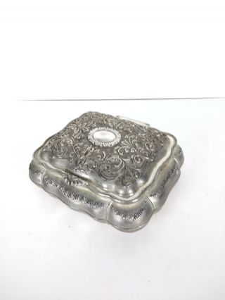 VTG Godinger Silver Plated Red Velvet Lined Hinged Victorian Style Jewelry Box 5