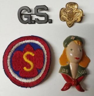 Vintage Girl Scout Pins & Badge Plastic Pin