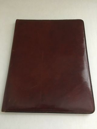 Vintage Bosca Hand Stained Burgundy Leather Padfolio 12.  5 " X 9.  5 " Made In Usa