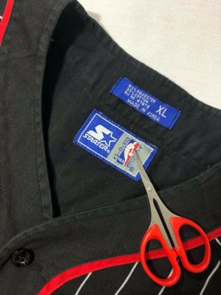 Vintage Chicago Bulls Starter Jersey Shirt Short Sleeve Black Basketball NBA XL 6