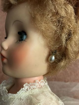 Vintage Female Doll In White Dress 1950s - 1960s Era 3