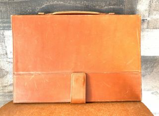 Vintage Portfolio Notebook Brown Leather Organizer Folder Full Size Folder