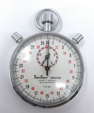 Vintage Hanhart Premier Lever 7 Jewels Shockproof 3 Button Windup Stop Watch L4