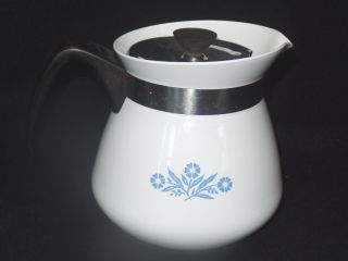 Vintage Corning Ware Cornflower Blue 2 Qt Coffee / Tea Pot 8 Cup W/ Metal Lid