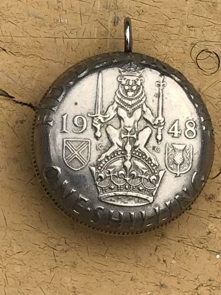 Unusual Vintage One Shilling Coin 1948 Pendant