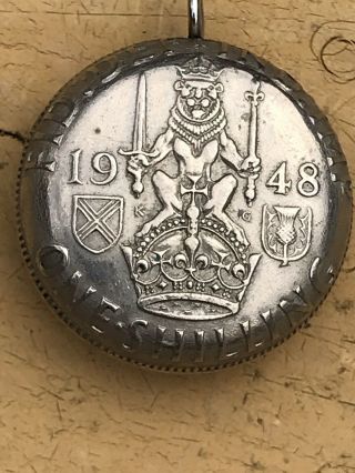Unusual Vintage One Shilling Coin 1948 Pendant 5