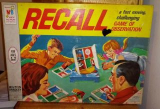Vintage 1968 Recall Boardgame Milton Bradley