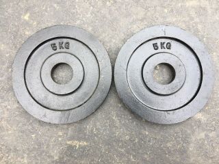 Vintage York Barbell 5 Kg Olympic Weight Plates Milled