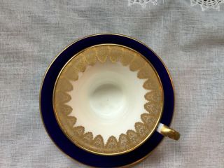 Vintage AYNSLEY Bone China England Cobalt Blue Gold Filigree Set Cup & Saucer 4