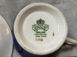 Vintage AYNSLEY Bone China England Cobalt Blue Gold Filigree Set Cup & Saucer 7