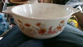 Vintage Pyrex England Country Autumn 6 1/4 " Bowl With Handles