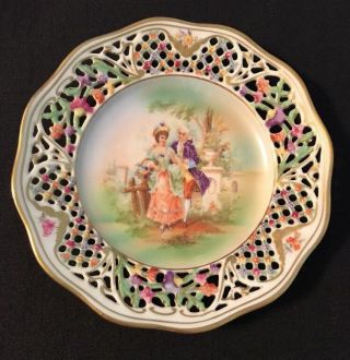 Vintage Schumann Arzberg Germany Reticulated Plate Courting Man & Woman Couple