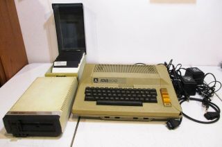 Atari 800 Computer System W/ Disk Drive,  Disks,  Power Cords