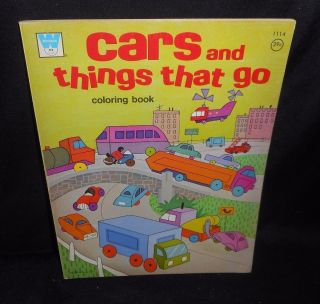 Vintage 1969 Whitman Cars And Things That Go Kids Coloring Book Trucks Plane