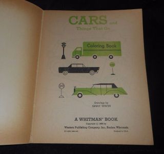 VINTAGE 1969 WHITMAN CARS AND THINGS THAT GO KIDS COLORING BOOK TRUCKS PLANE 2