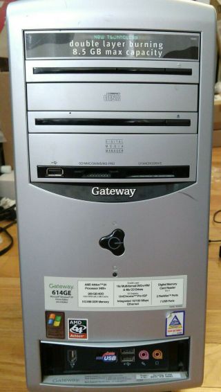 Vintage Gateway 614GE Windows XP Tower PC Athlon XP 3400,  2.  40GHz/200GB/1.  5GB 3
