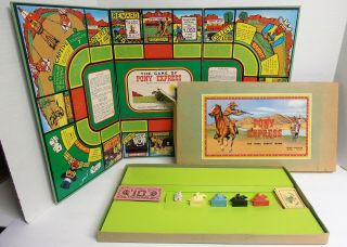 Vintage 1947 Pony Express Board Game 2 - 4 Players By Polygon Complete
