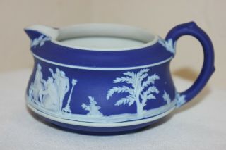 Vintage White On Dark Blue Jasperware Wedgwood Creamer,  England
