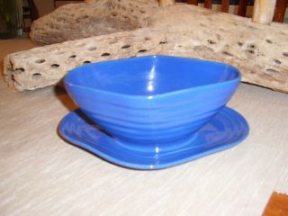 Vintage Bauer Pottery Ringware Royal Blue Gravy Boat