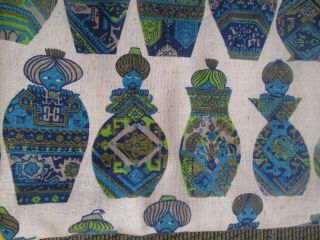 Vintage sewing NOVELTY fabric 50s 1960 ' s Ali Baba 40 thieves textile material 4