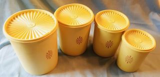 Tupperware Vintage Yellow Canister Set/with Lids (4)
