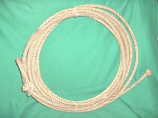 Ms1626 - Lasso Rope,  Riata,  Lariat,  With Leather - Lined Loop - Vintage? - Rodeo