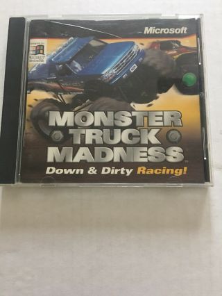 Vintage Pc Game 1996 Microsoft Monster Truck Madness Down & Dirty Racing Cd Key