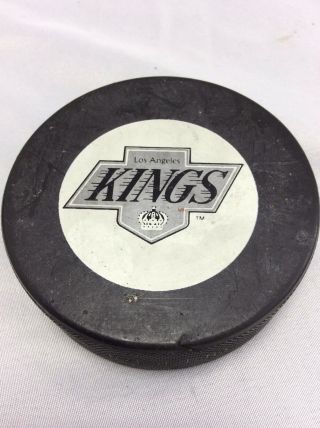 Vintage Nhl La Kings Hockey Puck Trench John Ziegler Back Official