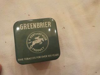 Vintage Greenbrier Menthol Mild Pipe Tobacco Tin Kentucky Club Product