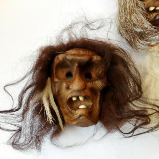 Vintage Willi Huggler Swiss Tschagatta Timber Wall Mask x 3 Grotesque Monster 3