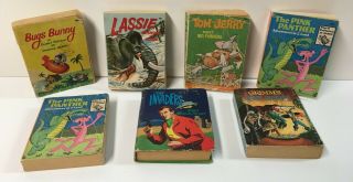7 Vintage Big Little Books Pink Panther Invaders Lassie Grimms Bugs Bunny