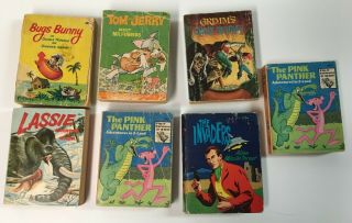 7 Vintage Big Little Books Pink Panther Invaders Lassie Grimms Bugs Bunny 2