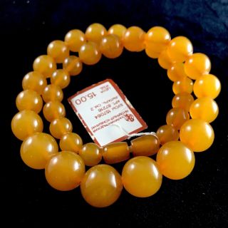 Vintage 60s Baltic Amber Necklace.  Graduated Round Butterscotch Amber Beads.