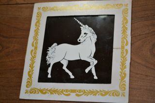 Vintage Unicorn Glass Mirror Carnival Prize 1980s