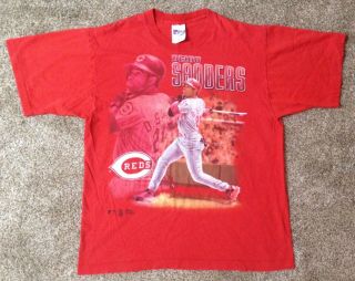 Vintage Deion Sanders Cincinnati Reds Mlb Baseball Pro Player T - Shirt Adult L