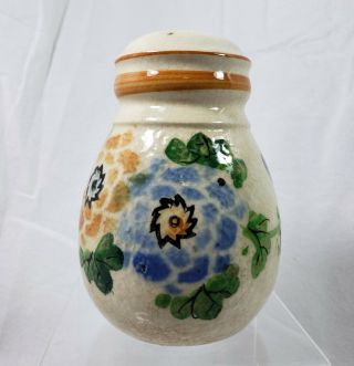 Vintage Floral Sugar Shaker Ceramic Made In Japan Blue Brown Flower 5 "