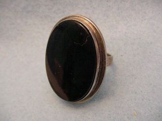 Vintage Sterling & Black Onyx Stone Ring