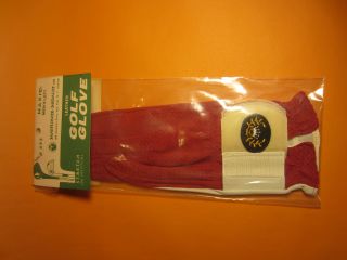 Vintage Maxie Mens Left Golf Glove Red White Leather Stretch One Size Fits