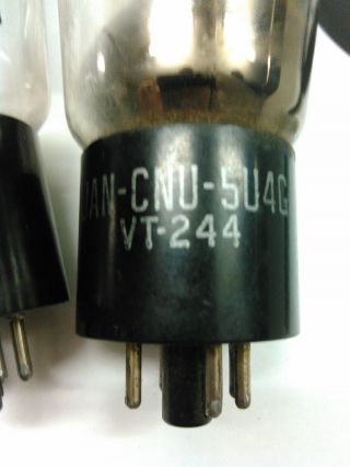 (2) Vintage National Union 5U4G VT - 244 Vacuum Tubes JAN Milspec Hanging Filament 5