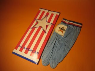 Vintage All American Mens Left Golf Glove Red White Blue Large Marker Snap