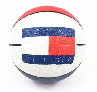 Vintage Tommy Hilfiger Red White Blue Basketball Big Box Logo Spell Out - 1990s