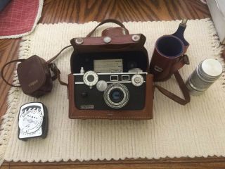 Vintage Argus C3 Rangefinder 35mm Film Camera 50mm Cowhide Leather Case & More