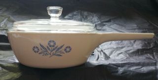 Vintage Corning Ware 6.  5 " Skillet And 1 Pint Sauce Pan Cornflower Blue Perfect