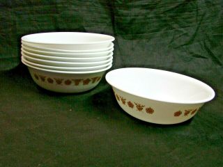 8 Cereal / Soup Bowls - Vintage Corelle Butterfly Gold