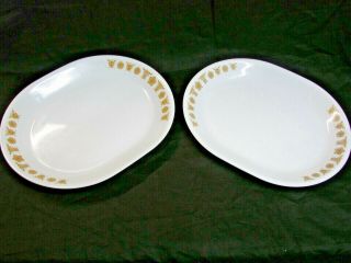 2 Large Platters Vintage Corelle Butterfly Gold