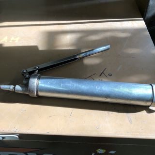 Vintage Alemite Grease Gun With Hose Good Shape Has Some Grease Needs Cleaning