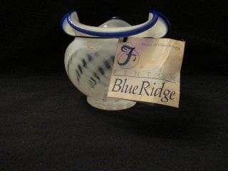 Vintage Fenton Blue Ridge Glass Opalescent Spiral Optic 80th Anniversary Bowl