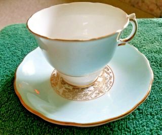 Pretty,  Vintage Royal Vale Pale Blue/gold Tea Cup/saucer