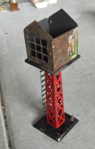Vintage O Scale Marx Railroad Elevated Tin Tower 9 " Tall